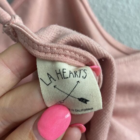 LA Hearts-soft pink crop strappy back top- Size large - Picture 4 of 6